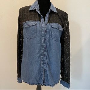 GUESS Jean/Black Lace Button Up